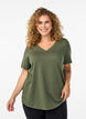 T-shirt met korte mouwen en V-hals, Groen, Model image number 0