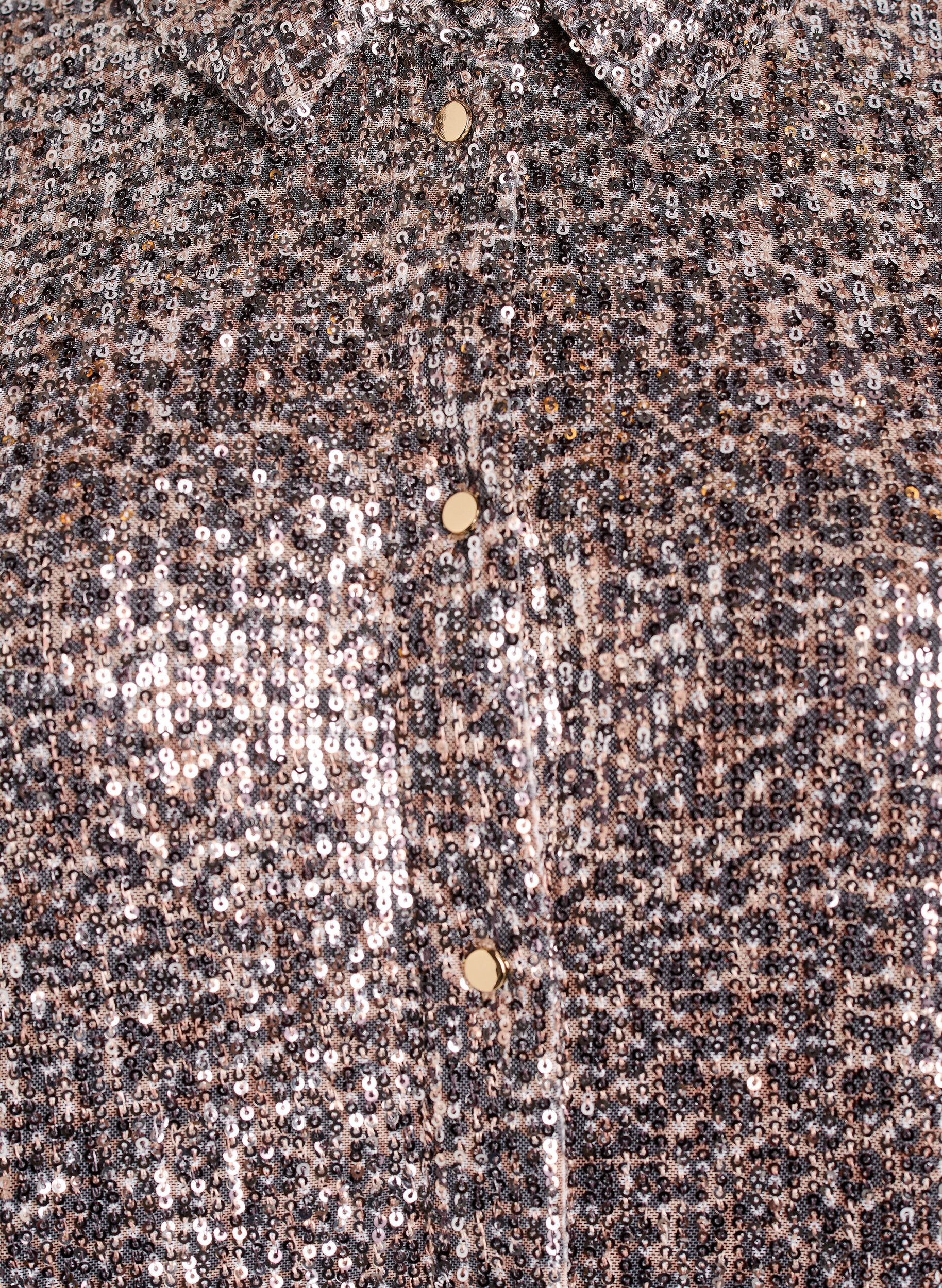 ZizziShirt met lange mouwen en pailletten, Bruin, Packshot image number 2