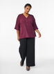 Shirtblouse met V-hals en 3/4 mouwen, Donker Bordeaux, Model image number 1