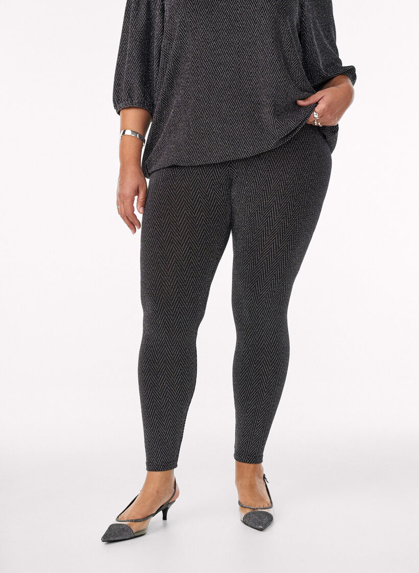 Glitterpatroon leggings, Zwart Glitterpatroon leggings, Zwart, Model