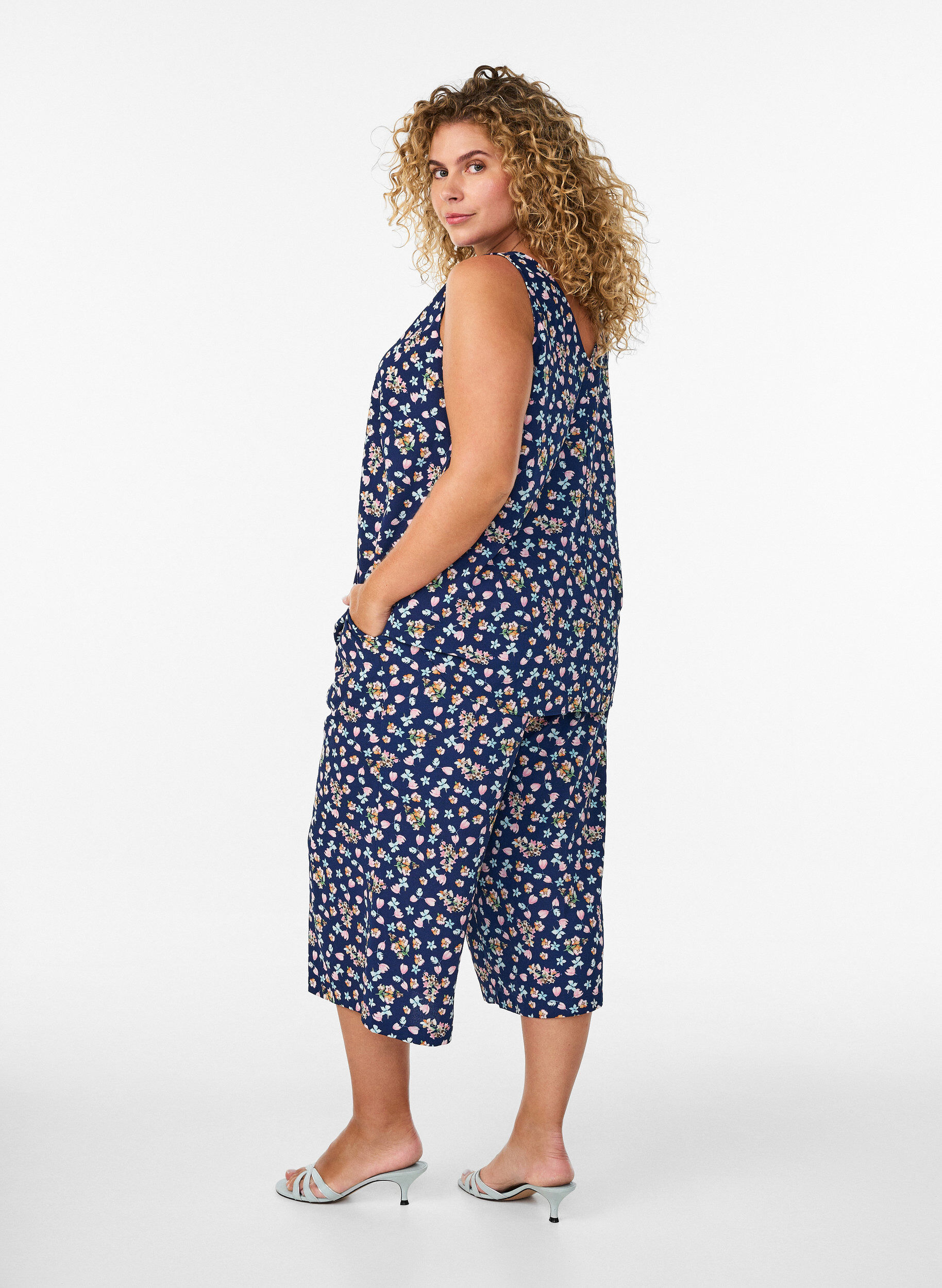 ZizziCulottebroek met print, Blauw, Model image number 1