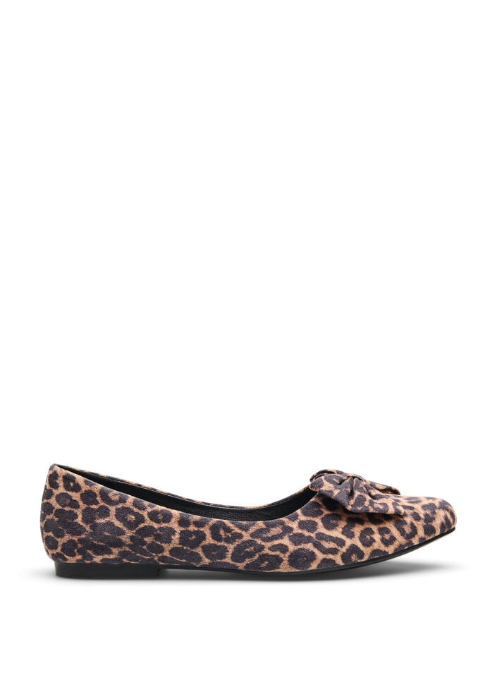 Wide fit - Ballerina pumps met een strik, Leopard AOP, Packshot