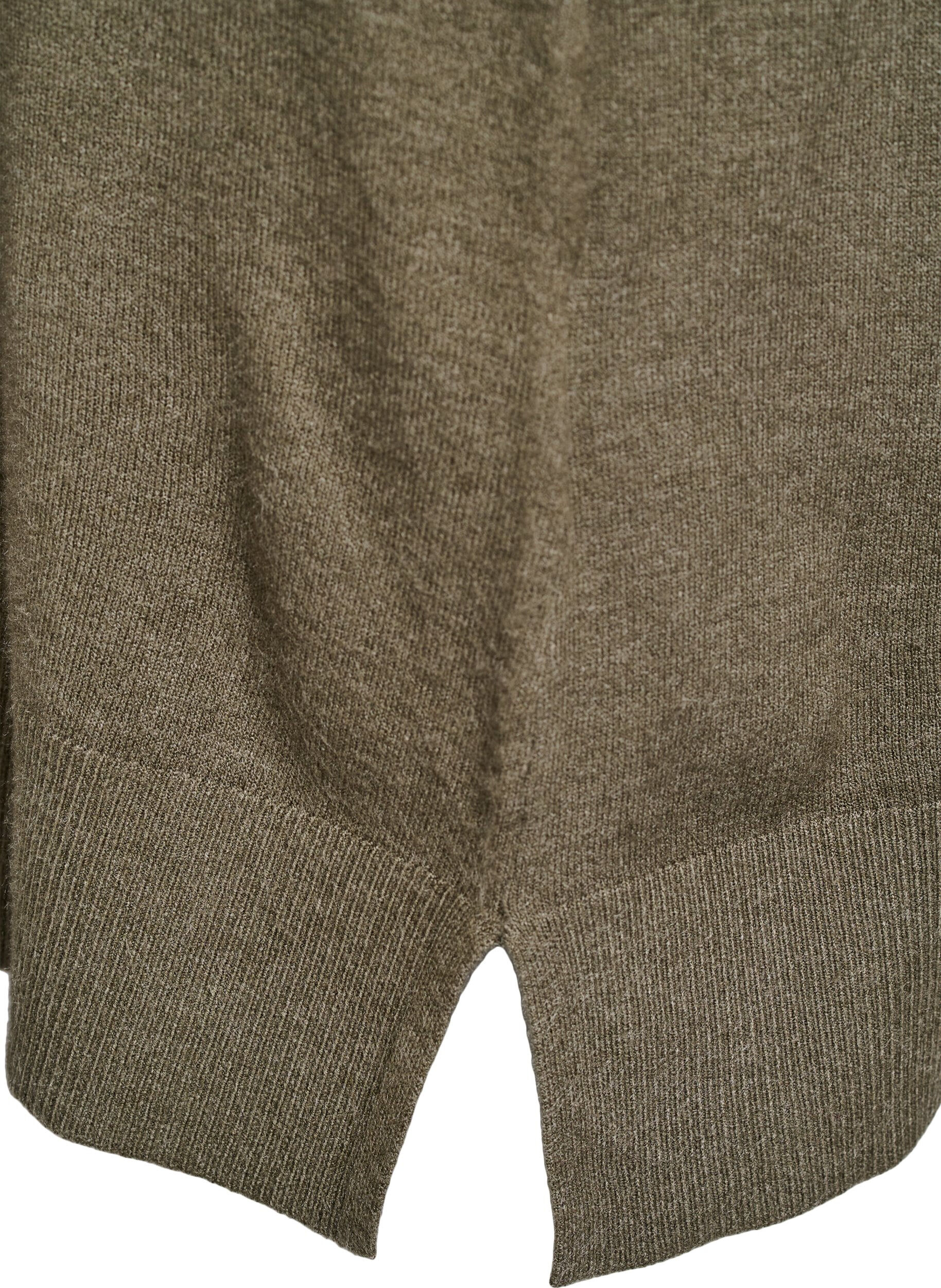 ZizziKorte gebreide jurk met raglanmouwen en een middennaad, Groen, Packshot image number 3