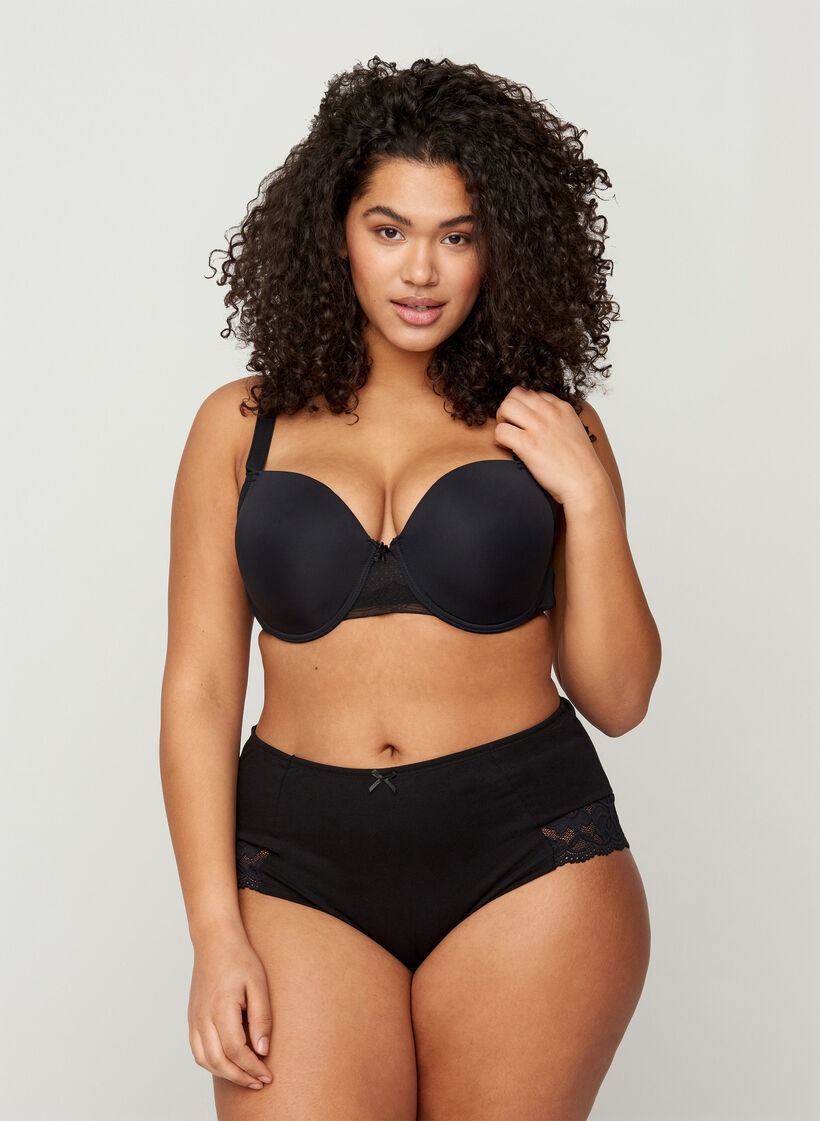 Set van 3 hipster slips met kanten rand, Zwart, Model image number 1