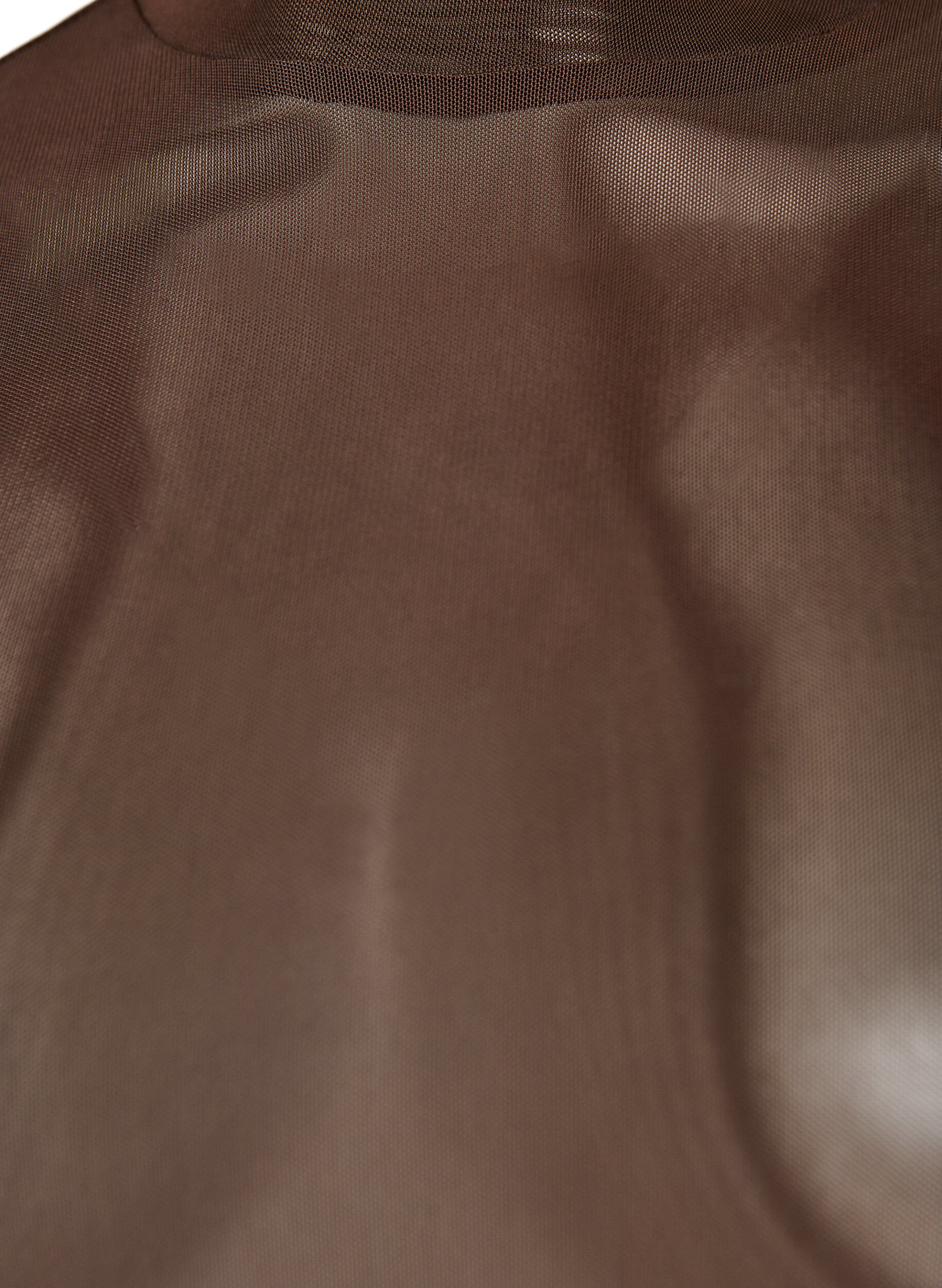 ZizziGetailleerde blouse van mesh met lange mouwen, Bruin, Packshot image number 2