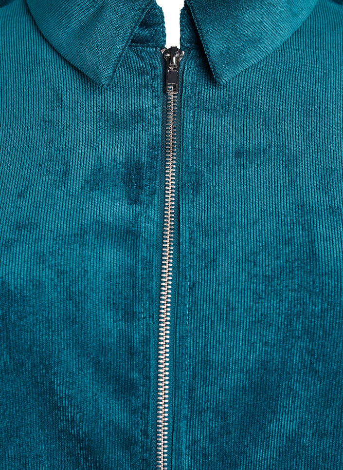 Corderoy jurk met rits en 3/4-mouwen, Groen, Packshot image number 2