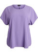 Blouse met korte mouwen en een ronde halslijn, Paars, Packshot image number 0