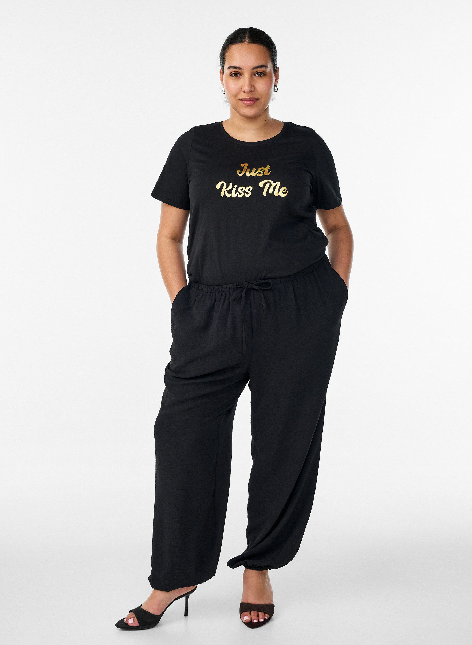 ZizziT-shirt met motief, Zwart, Model image number 1