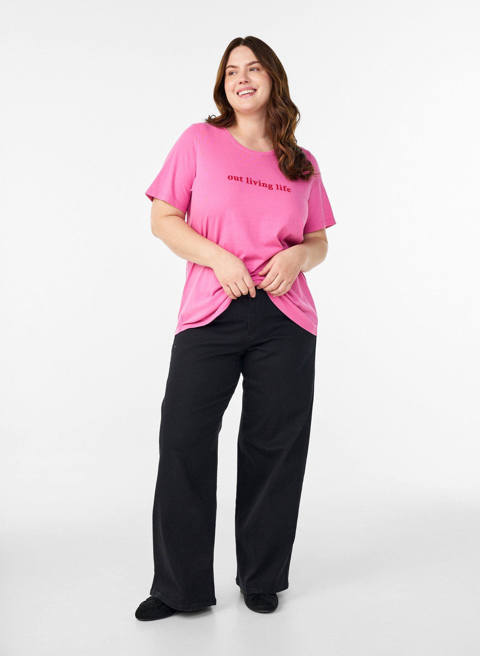 ZizziFLASH - T-shirt met print, Roze, Model image number 1