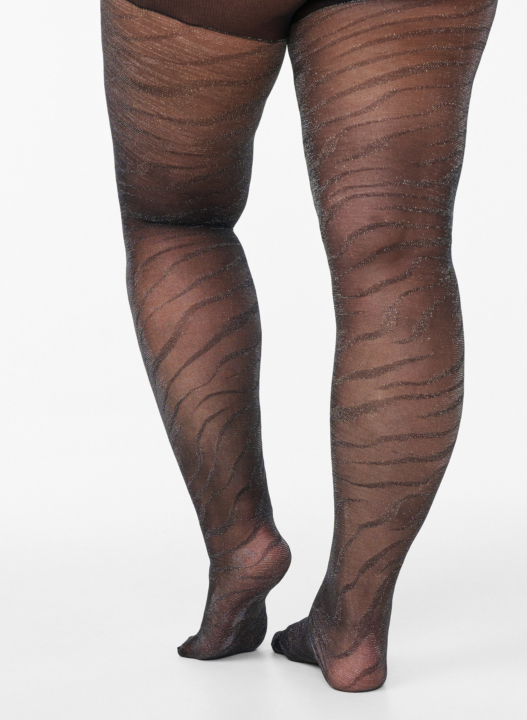 ZizziPanties met glinsterende zebra en 30 denier, Zwart, Model image number 1