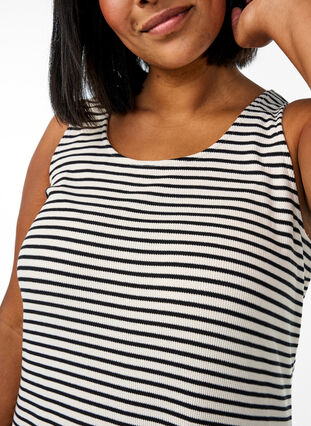 ZizziGestreepte midi tankjurk, White Black Stripe, Model image number 2