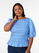 Smock blouse met volantzoom en boothals, Blauw, Model image number 0