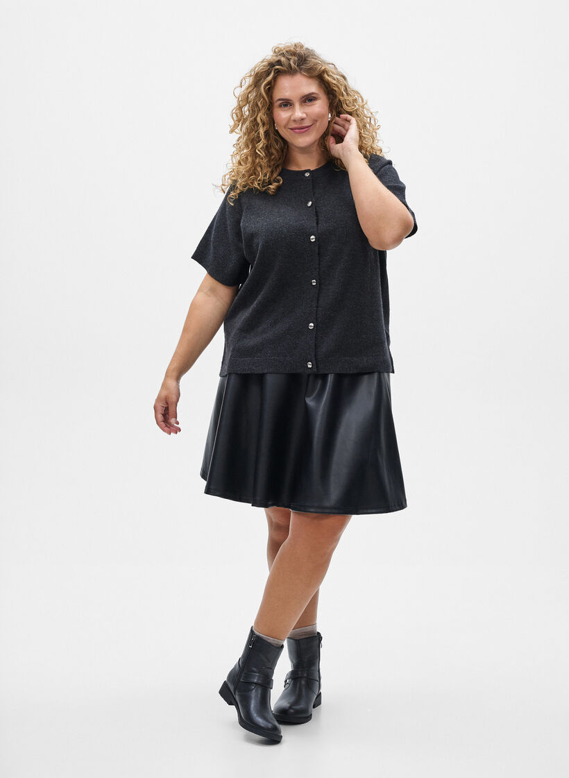 Gebreide kleding vest met korte mouwen, Grijs, Model image number 1