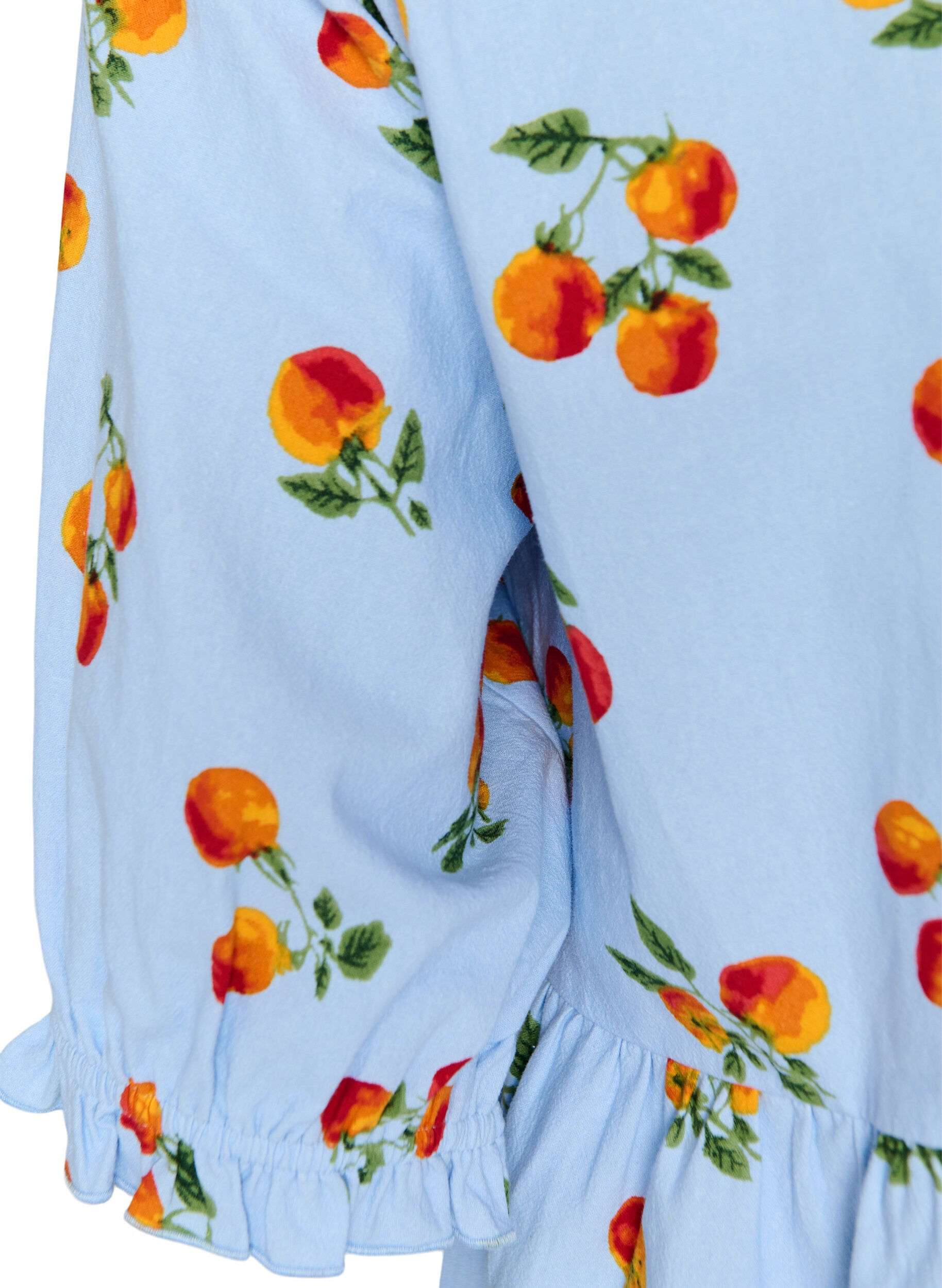 ZizziKatoenen blouse met tomatenprint en peplum, Blauw, Packshot image number 3