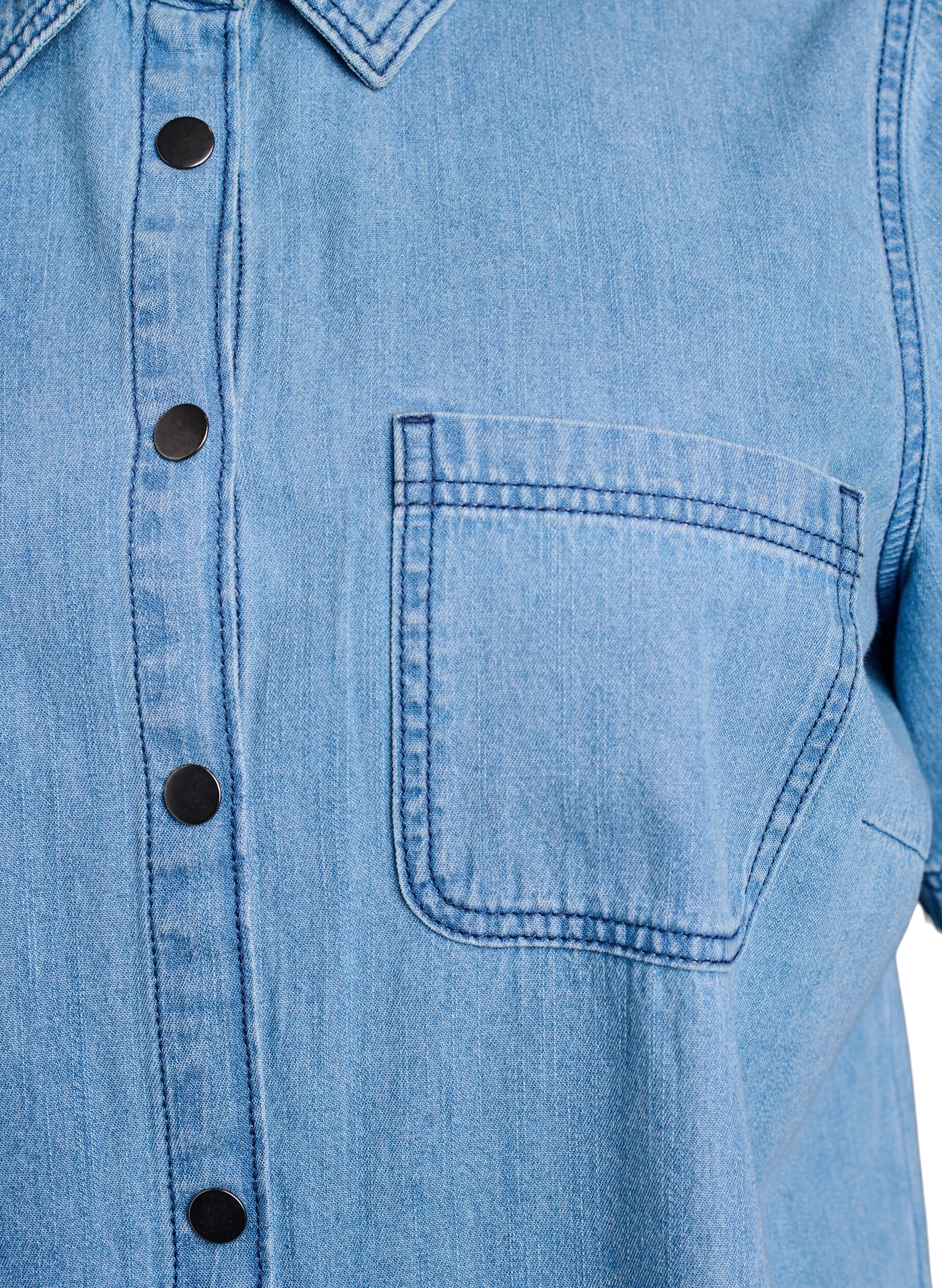 ZizziDenim shirtjurk met korte mouwen, Blauw, Packshot image number 2