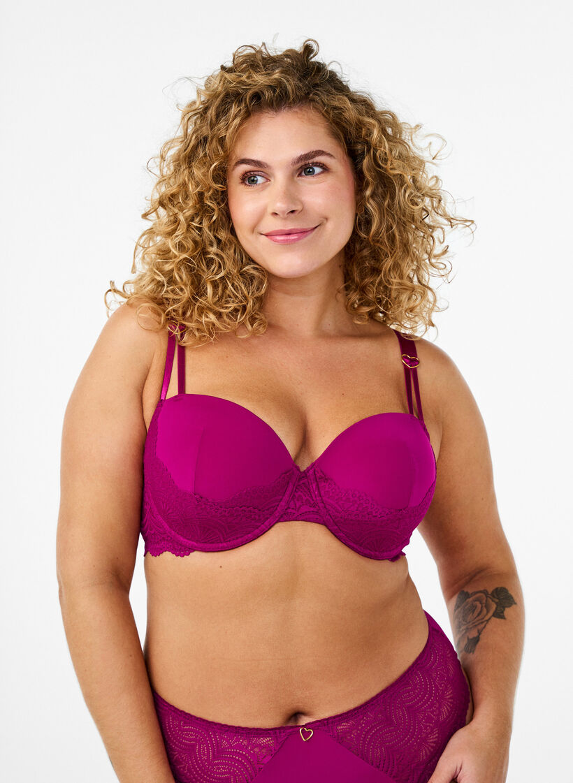 Voorgevormde Bh met kanten kantpatroon, Boysenberry, Model