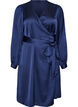 Korte satijnen jurk met wikkeldesign, Blauw, Packshot image number 0