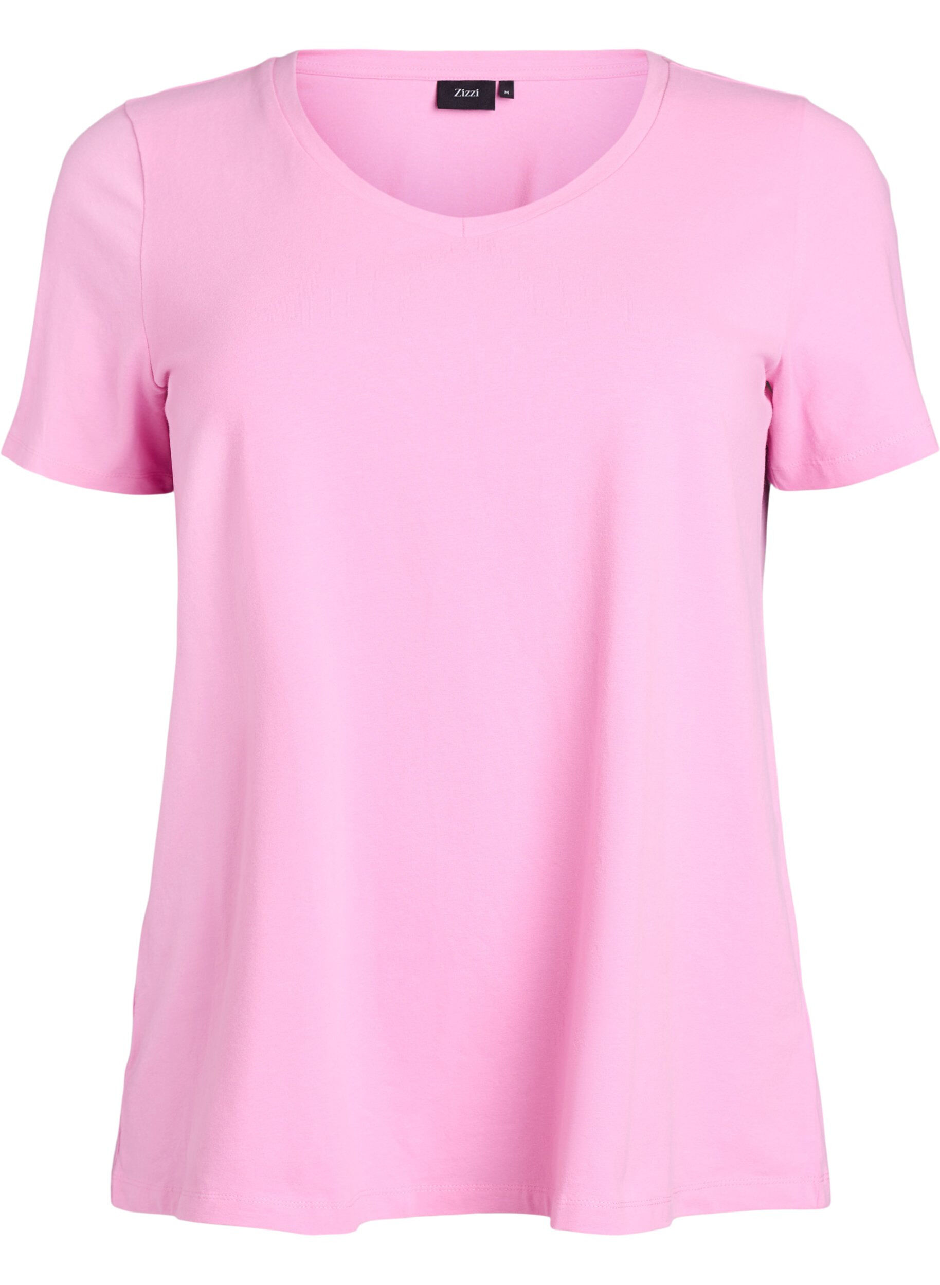Zizzi T-shirt basique en coton de couleur unie, Rose, Packshot image number 0
