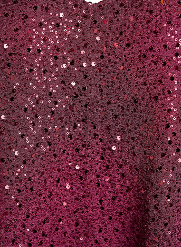 Korte paillettenjurk met pofmouwen, Donker Bordeaux Korte paillettenjurk met pofmouwen, Donker Bordeaux, Packshot