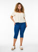 Denim capribroek met elastische tailleband, Blauw, Model image number 0