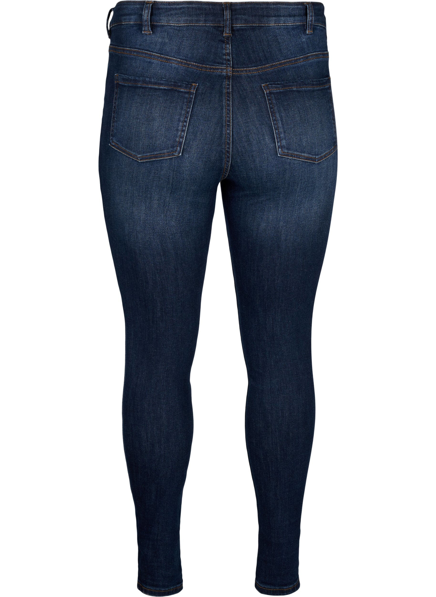 ZizziSuper smalle jeans met hoge taille, Dark Blue, Packshot image number 1