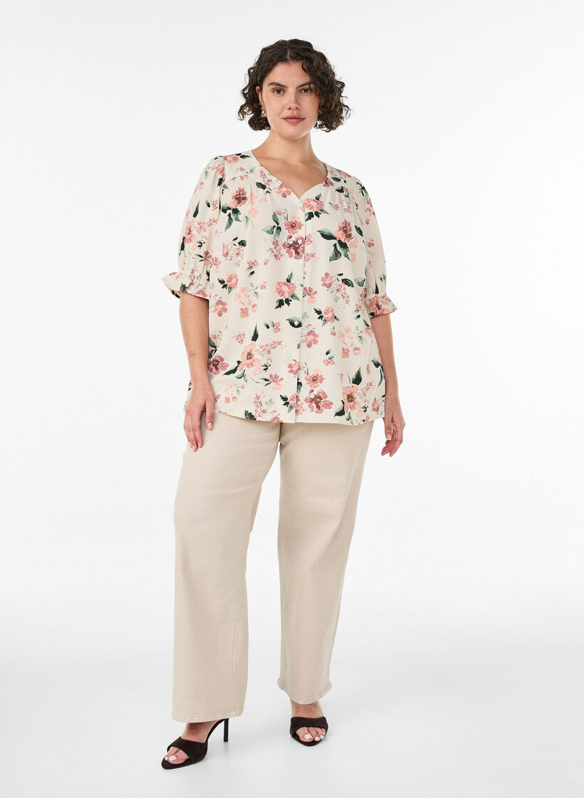Shirtblouse met 1/2 mouwen, Rood, Model image number 1