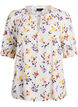 Gebloemde viscose blouse met halflange mouwen, Wit, Packshot image number 0