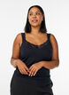 Viscose top met kanten rand, Zwart, Model image number 0