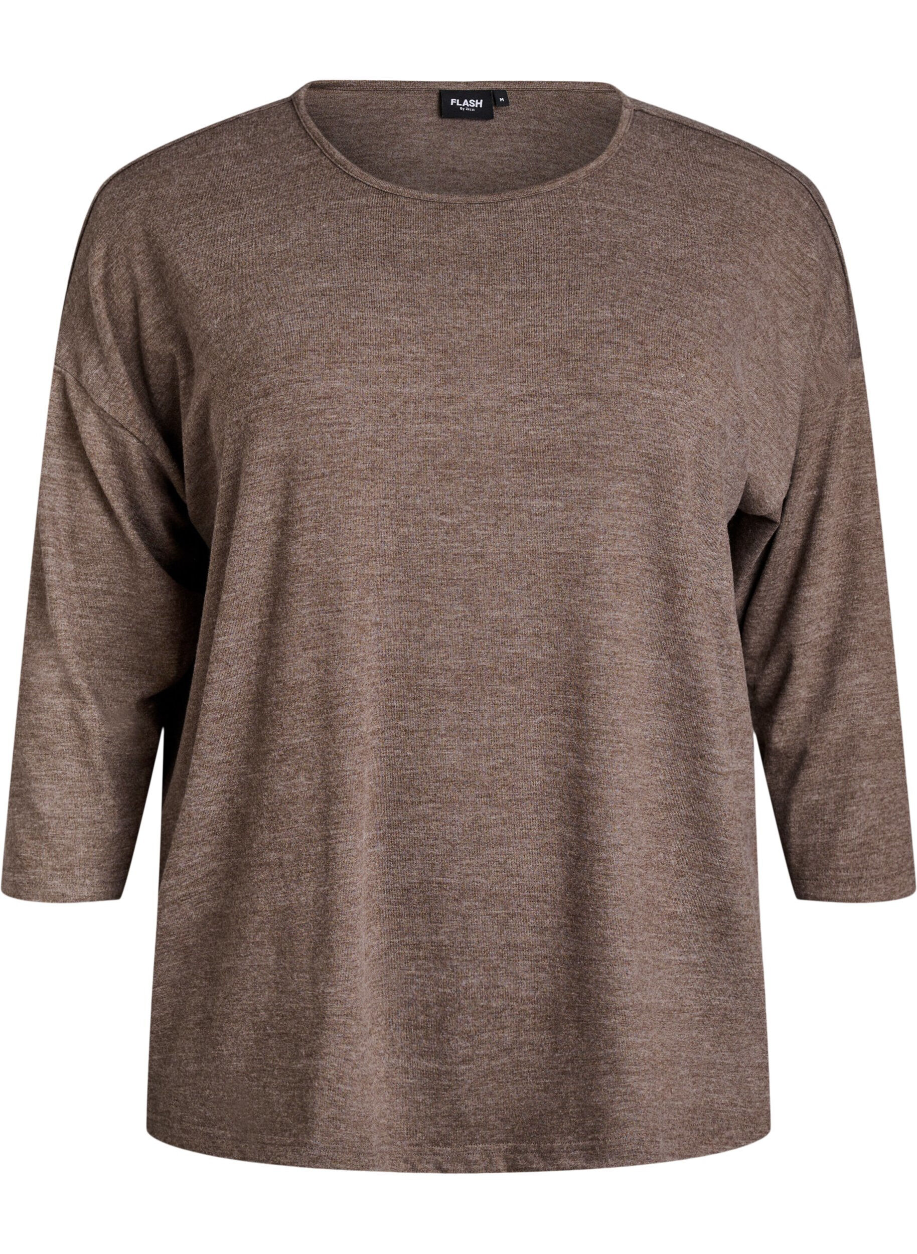 ZizziJersey blouse met 3/4 mouwen, Bruin, Packshot image number 0