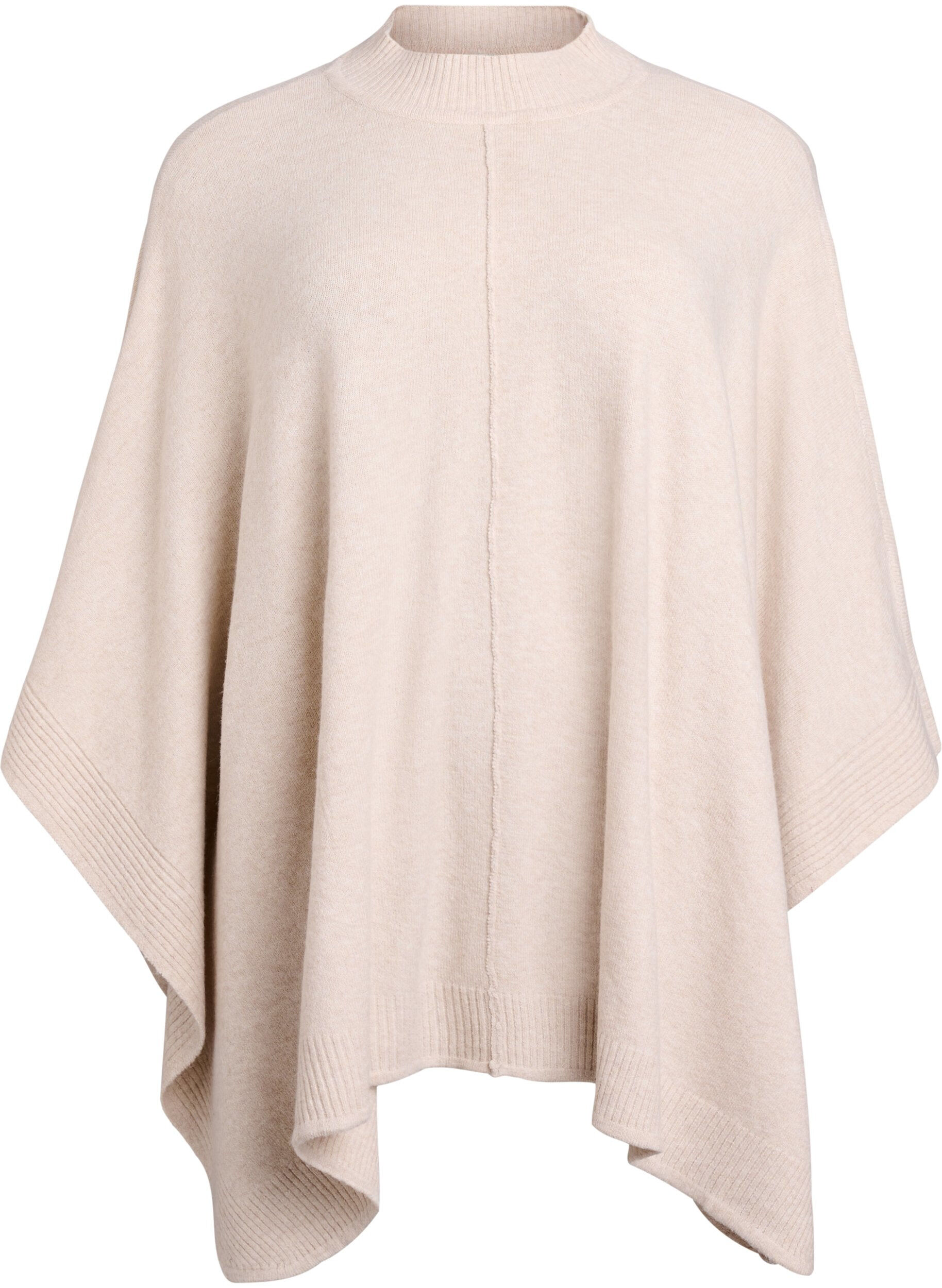 Poncho met geribde details en een ronde hals
