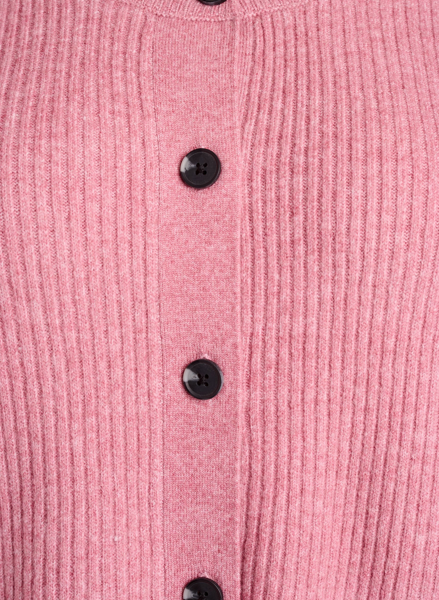 ZizziVest van ribtricot met knopen, Roze, Packshot image number 2