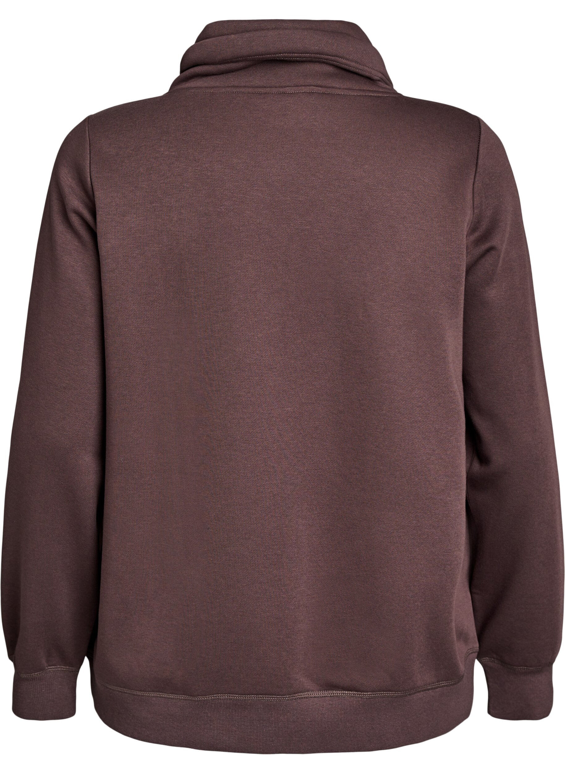 ZizziSweatshirt met hoge kraag en zakken, Bruin, Packshot image number 1