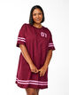 Kort T-shirtjurkje met sportieve details, Donker Bordeaux, Model image number 0