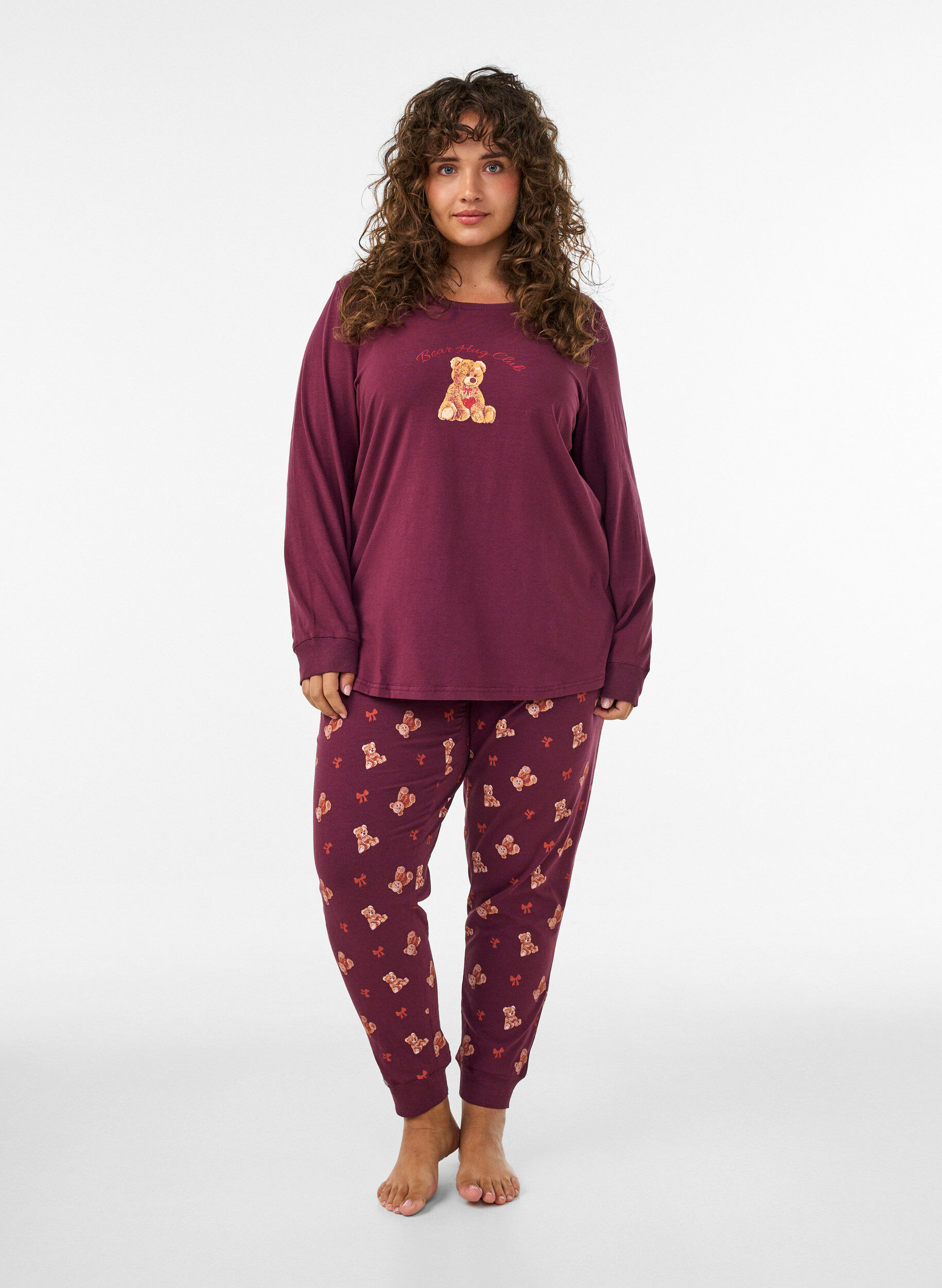 ZizziBedrukte pyjamabroek, Rood, Model image number 1