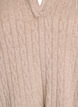 Gebreide blouse met kraag en kabelpatroon, Beige, Packshot image number 2
