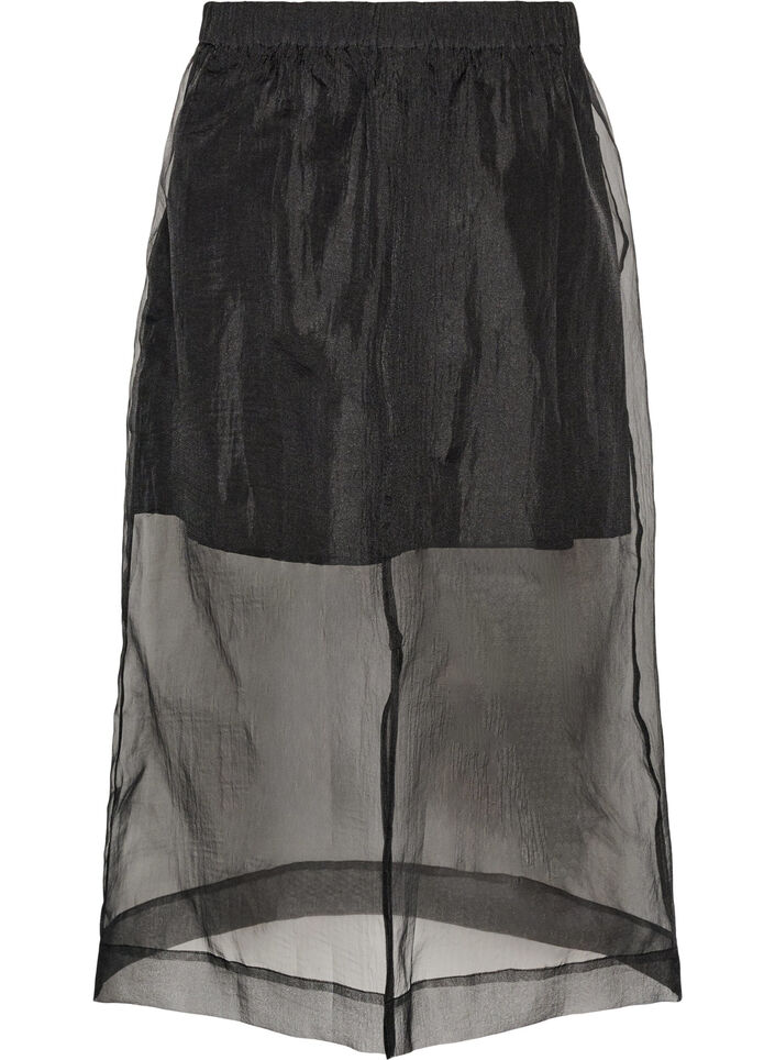 Jupe longue fa&ccedil;on organza, Noir, Packshot image number 1
