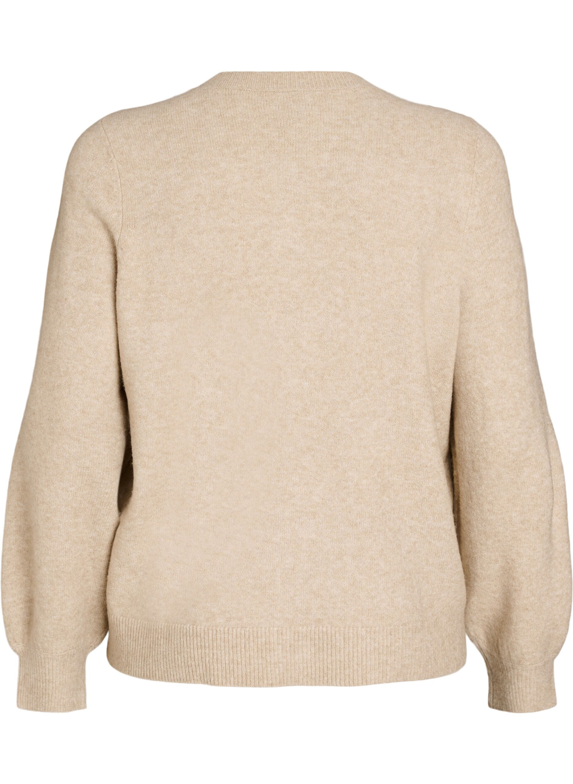 ZizziVest in zacht breisel met goudkleurige knopen, Beige, Packshot image number 1