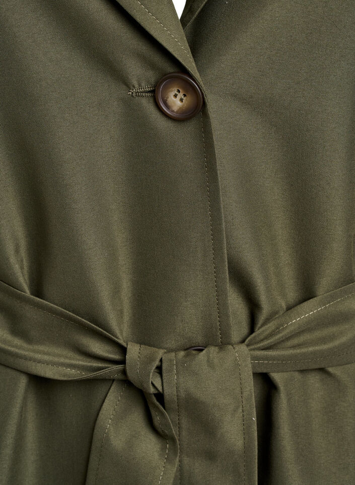 Lange trenchcoat met borduursels, Groen, Packshot image number 2