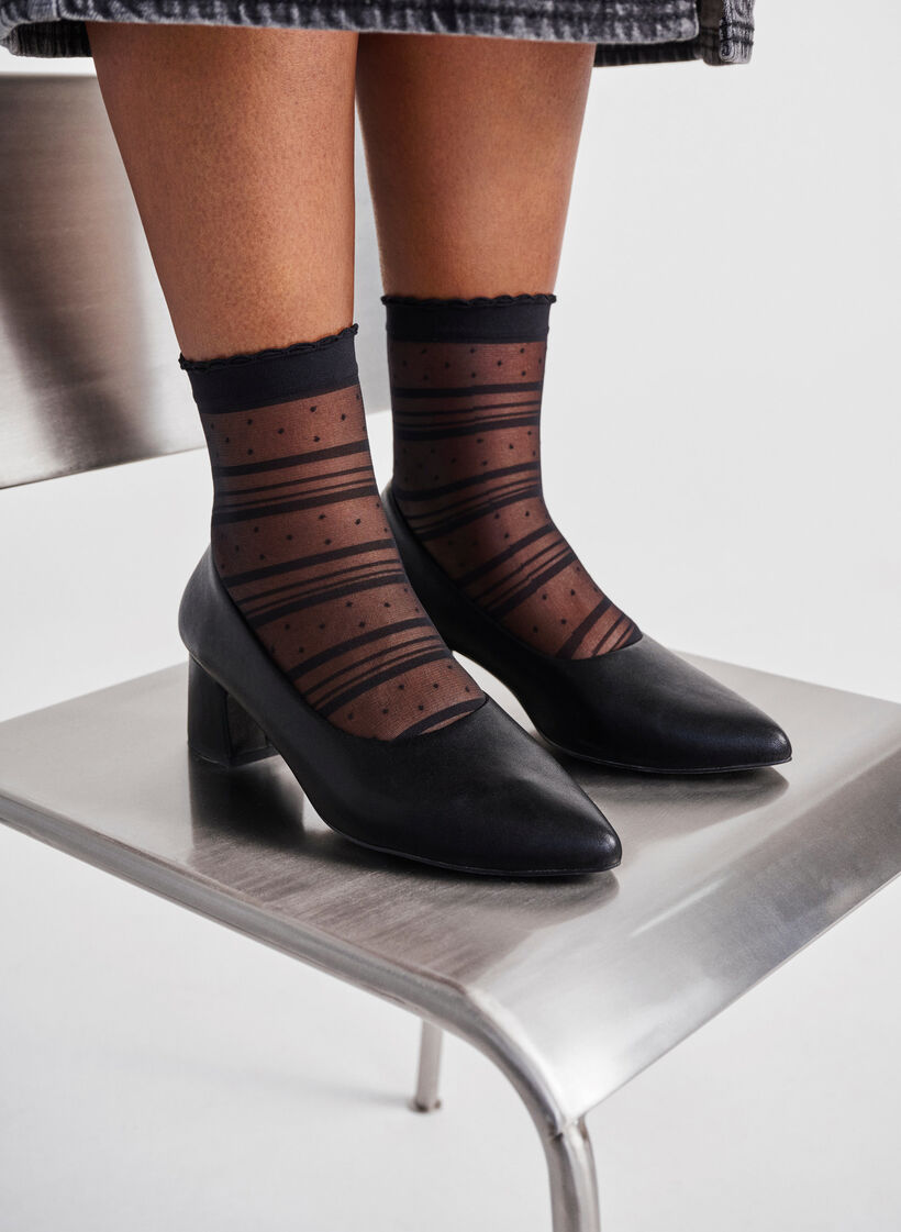 Wide fit - Leren pump met spitse neus, Zwart, Image image number 0