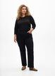 Blouse met lange mouwen in een effen kleur, Zwart, Model image number 1