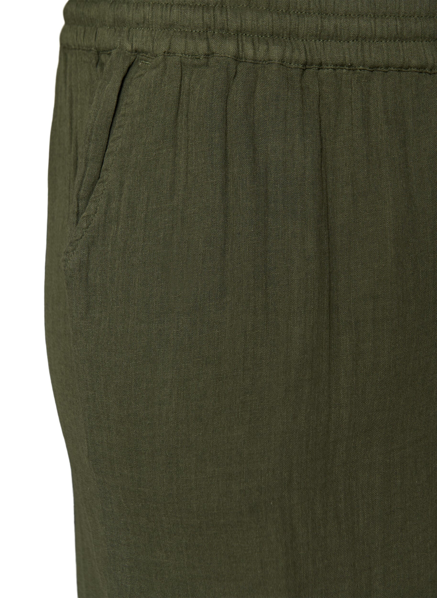 Zizzi Short ample en mousseline de coton taille haute, Vert, Packshot image number 3