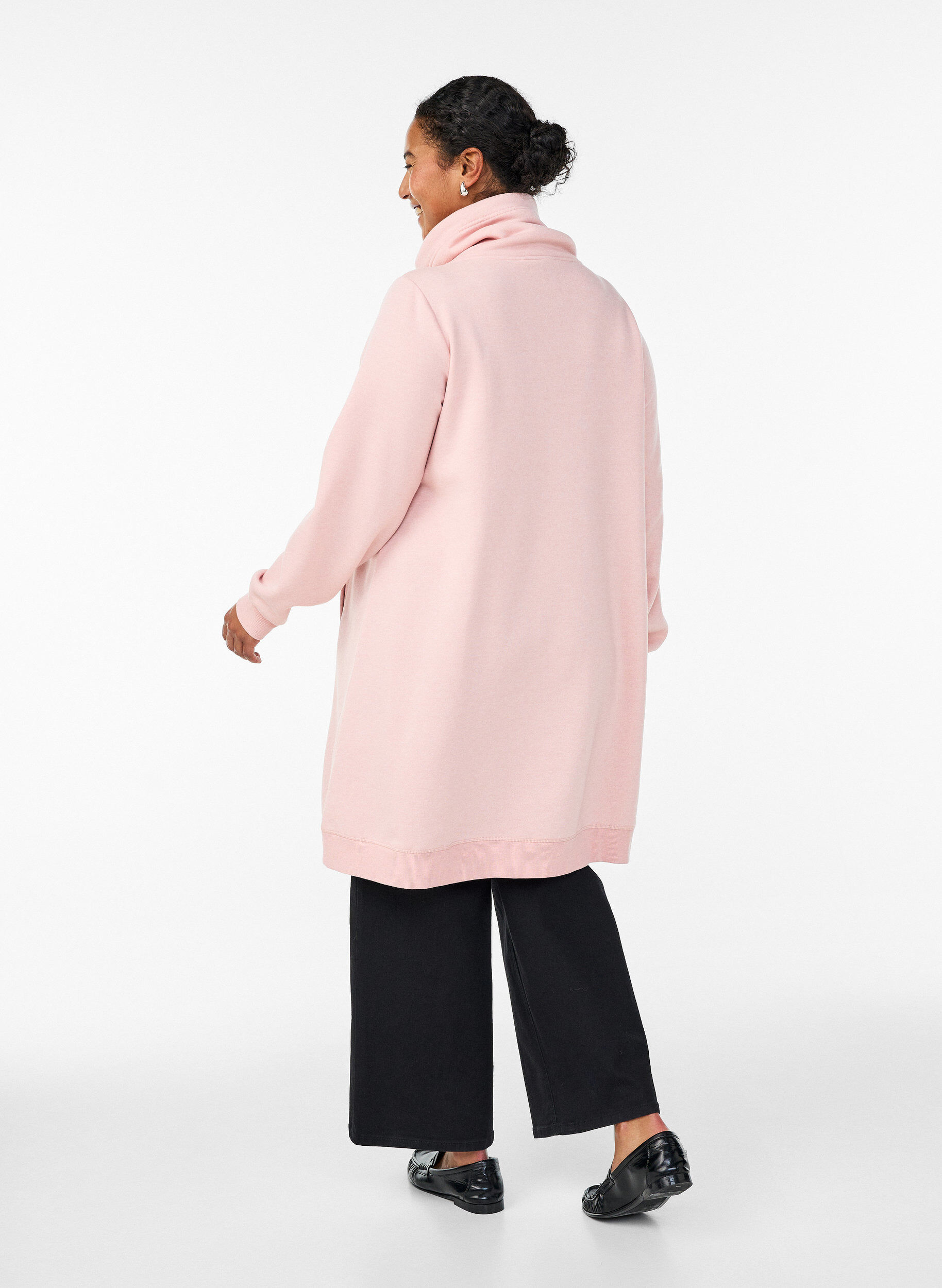 ZizziKort sweatshirt jurk met hoge kraag en zakken, Rood, Model image number 2