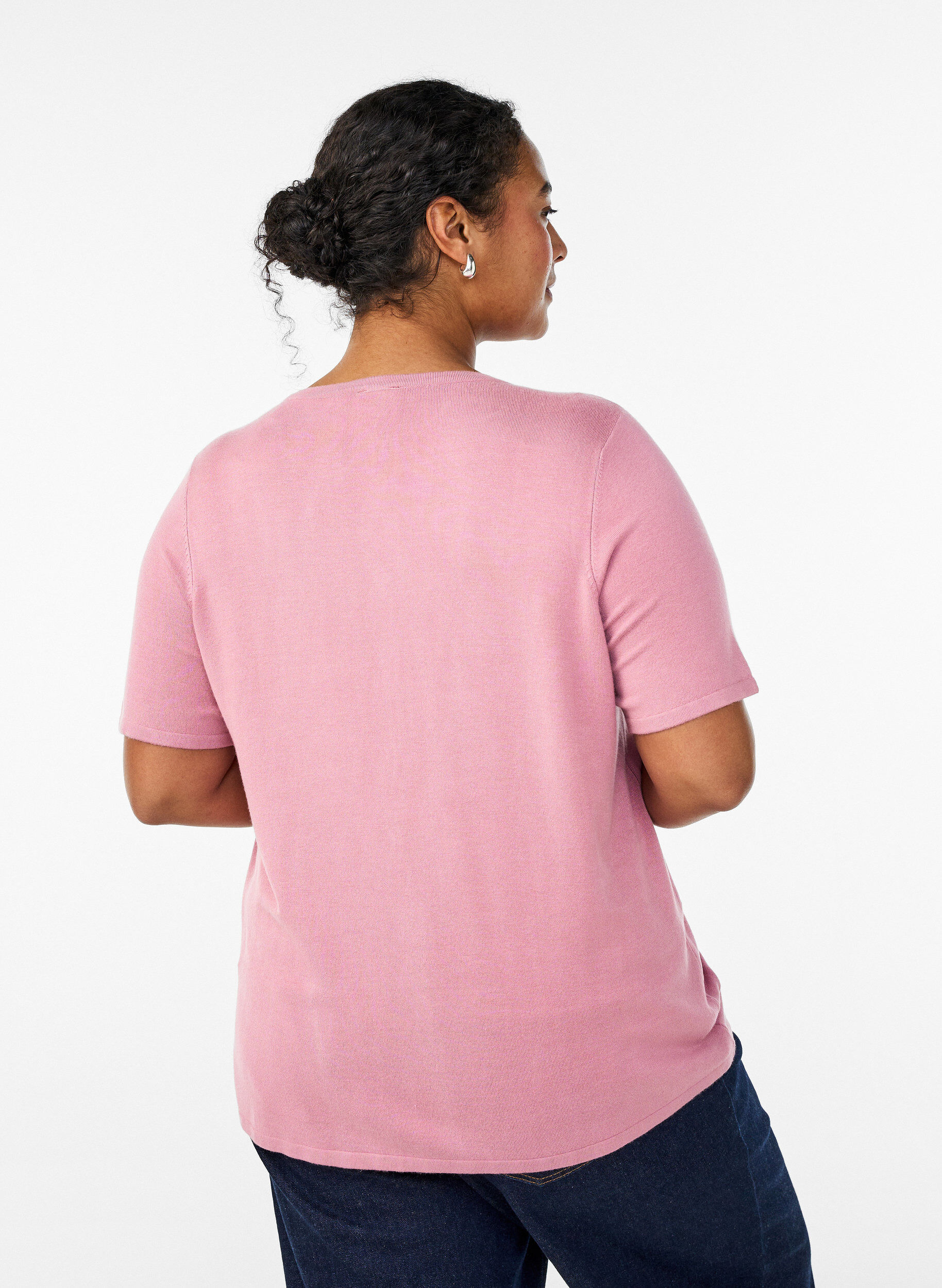 ZizziKort&auml;rmede gebreide vest van viscose, Roze, Model image number 2