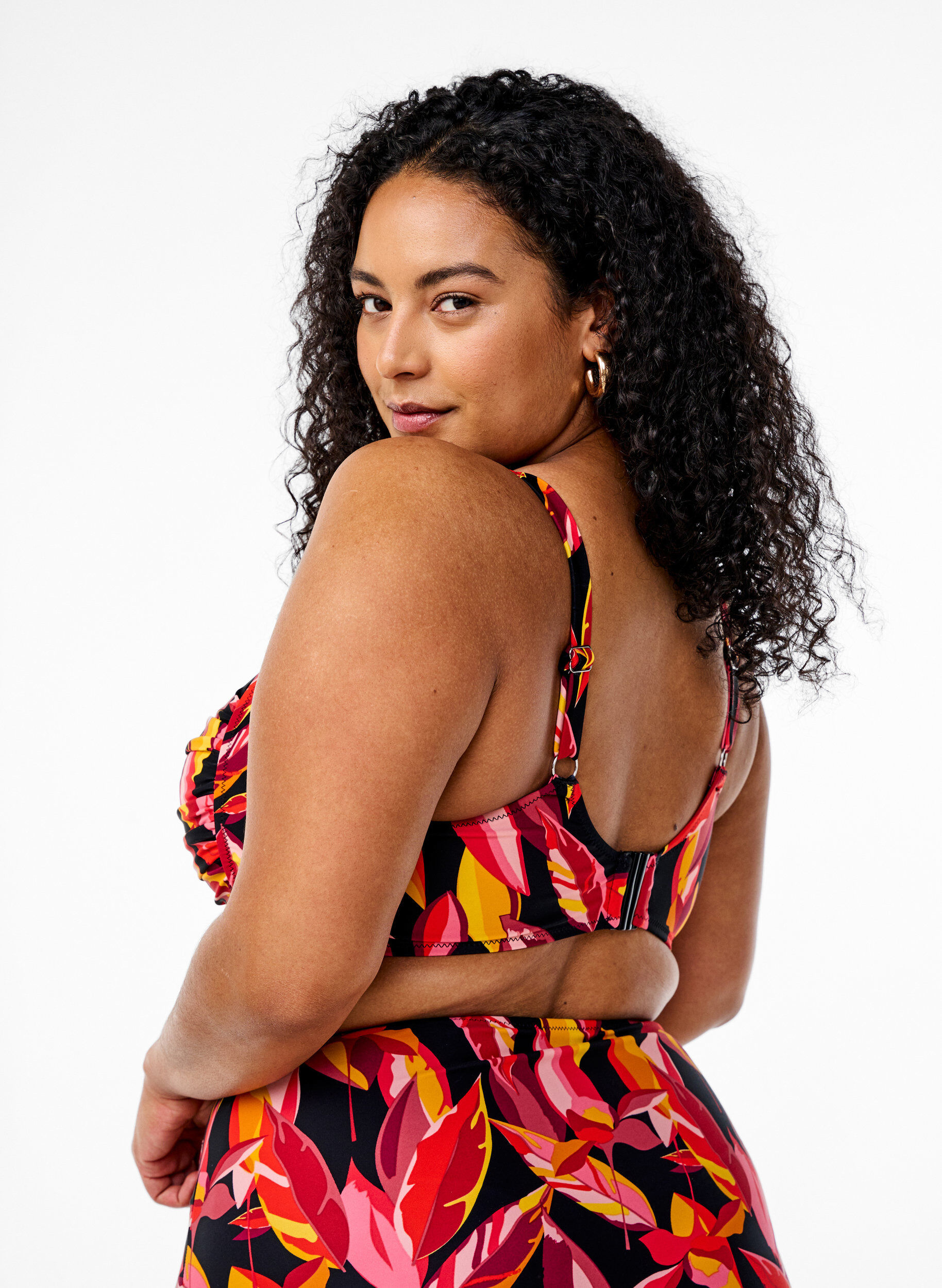 ZizziGewatteerde bikinitop met print, Rood, Model image number 1