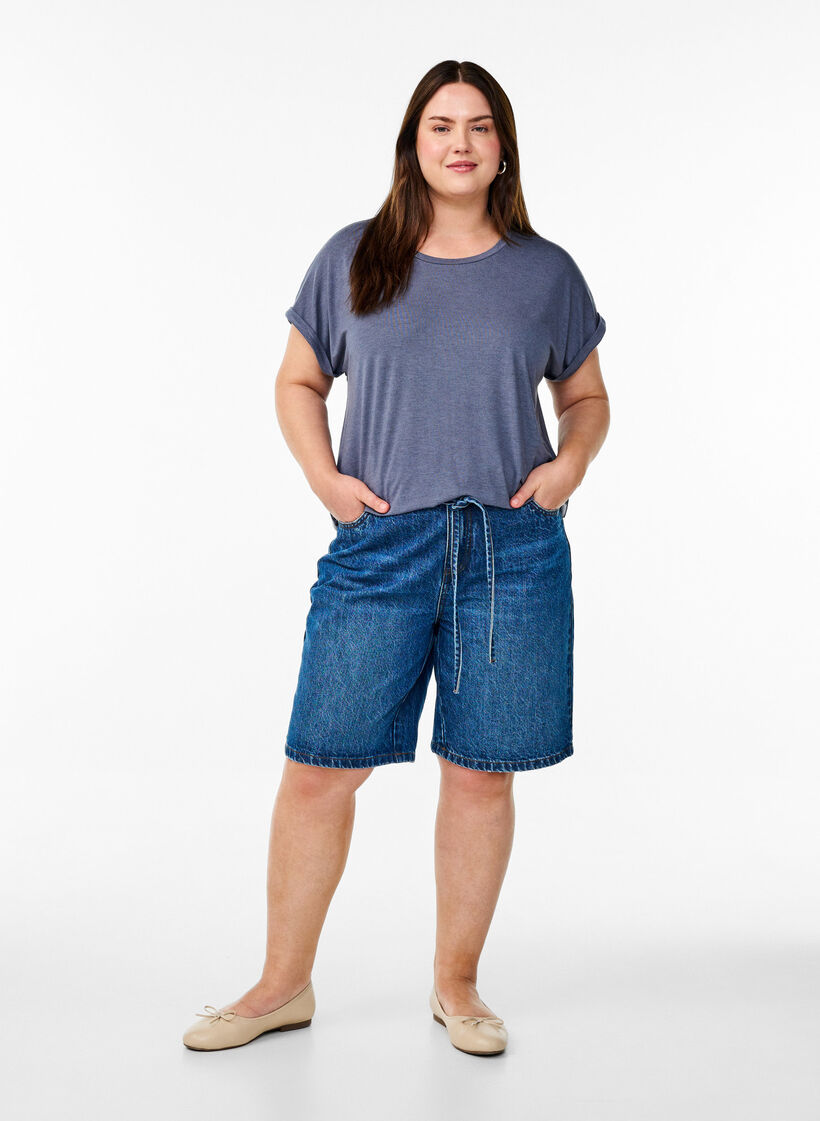 Los T-shirt met ronde hals, Blauw, Model image number 1