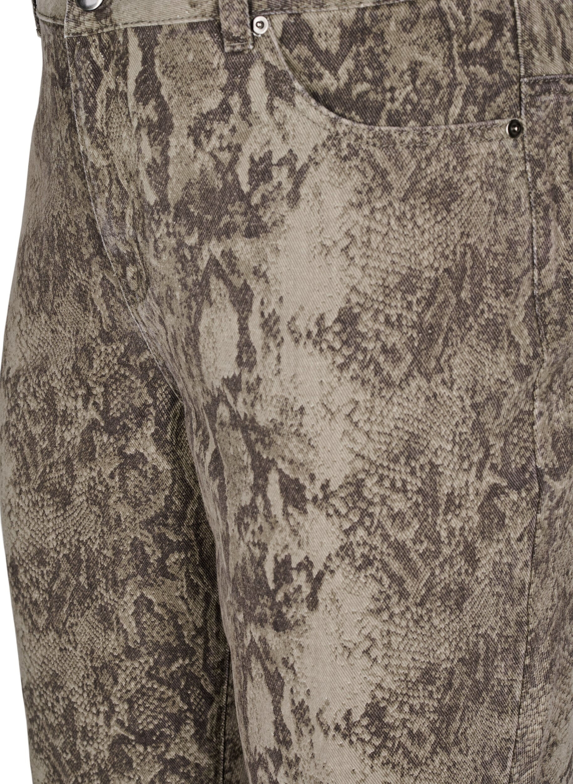ZizziHigh-waist Gemma jeans met slangenprint, Bruin, Packshot image number 2