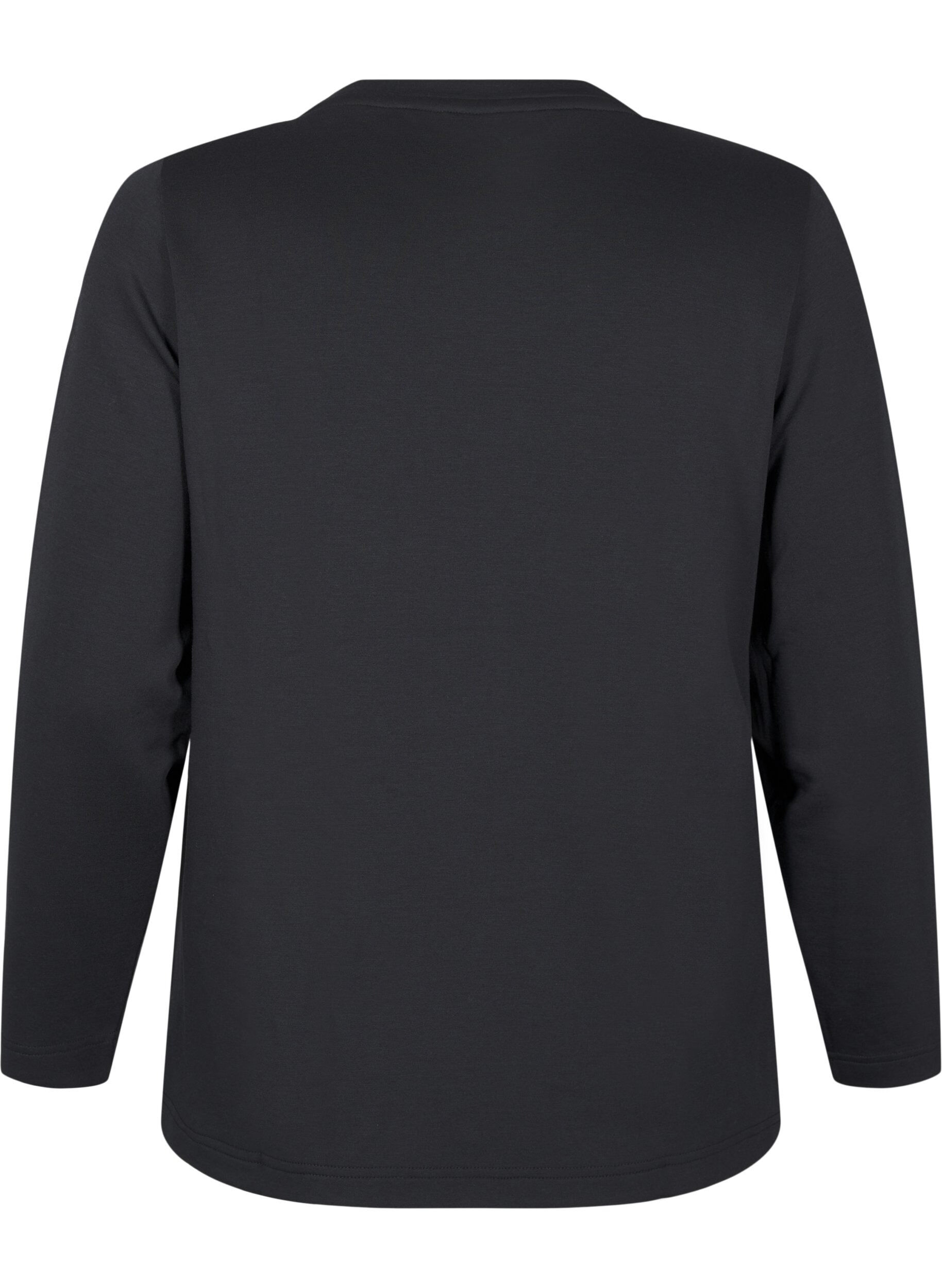 ZizziChemisier en m&eacute;lange de modal avec un col rond, Noir, Packshot image number 1