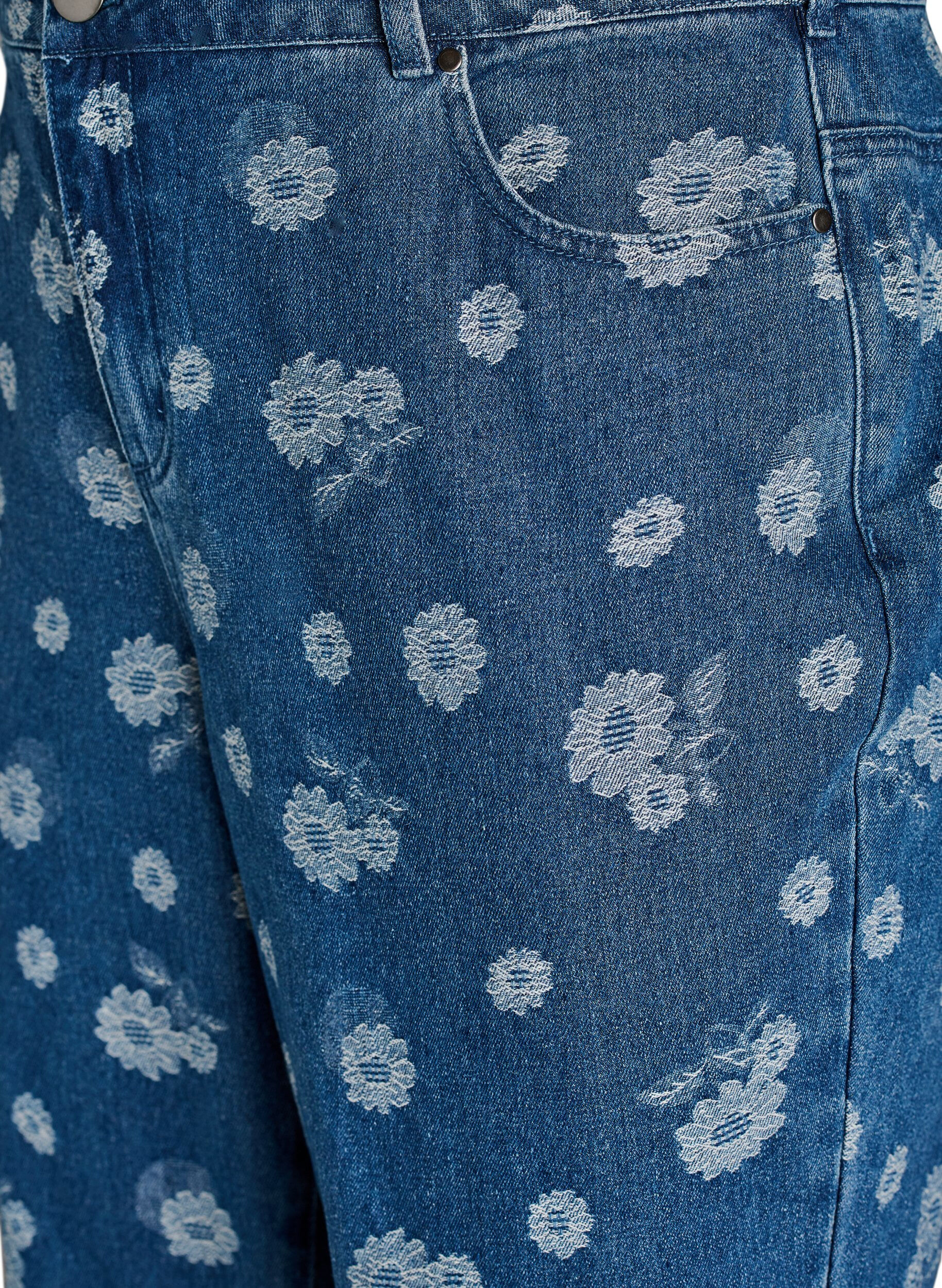 ZizziGemma high-waist bloemen jeans, Blauw, Packshot image number 2