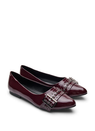 ZizziWide fit - Ballerina met bandje en studs, Decadent Chocolate, Packshot image number 1