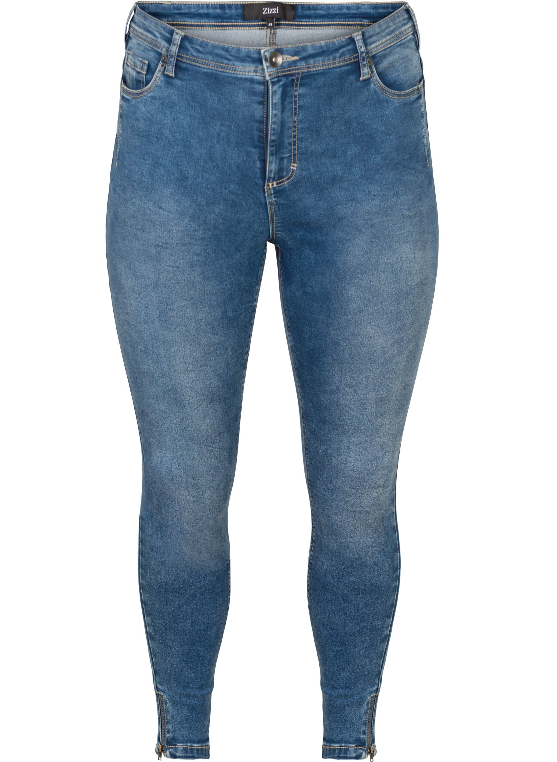 ZizziGecropte Amy jeans met ritssluiting details, Blauw, Packshot image number 0